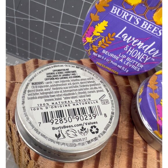 3- Burts Bees Lavender & Honey Lip Butter 0.4 Oz New Sealed Tins - Picture 2 of 4